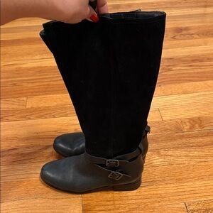 Trotters Black Suede Over the Knee Boots